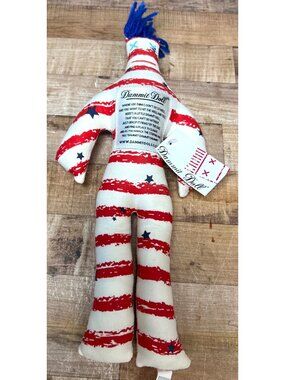 Dammit Doll Stress Relief Toy Stars & Stripes Design Blue Yarn Hair 13 Inches